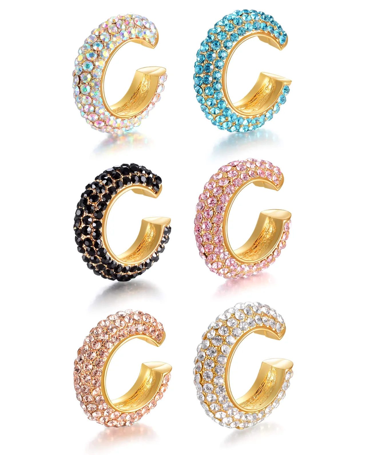 TORNITO CZ Huggie Ear Cuffs, Gold