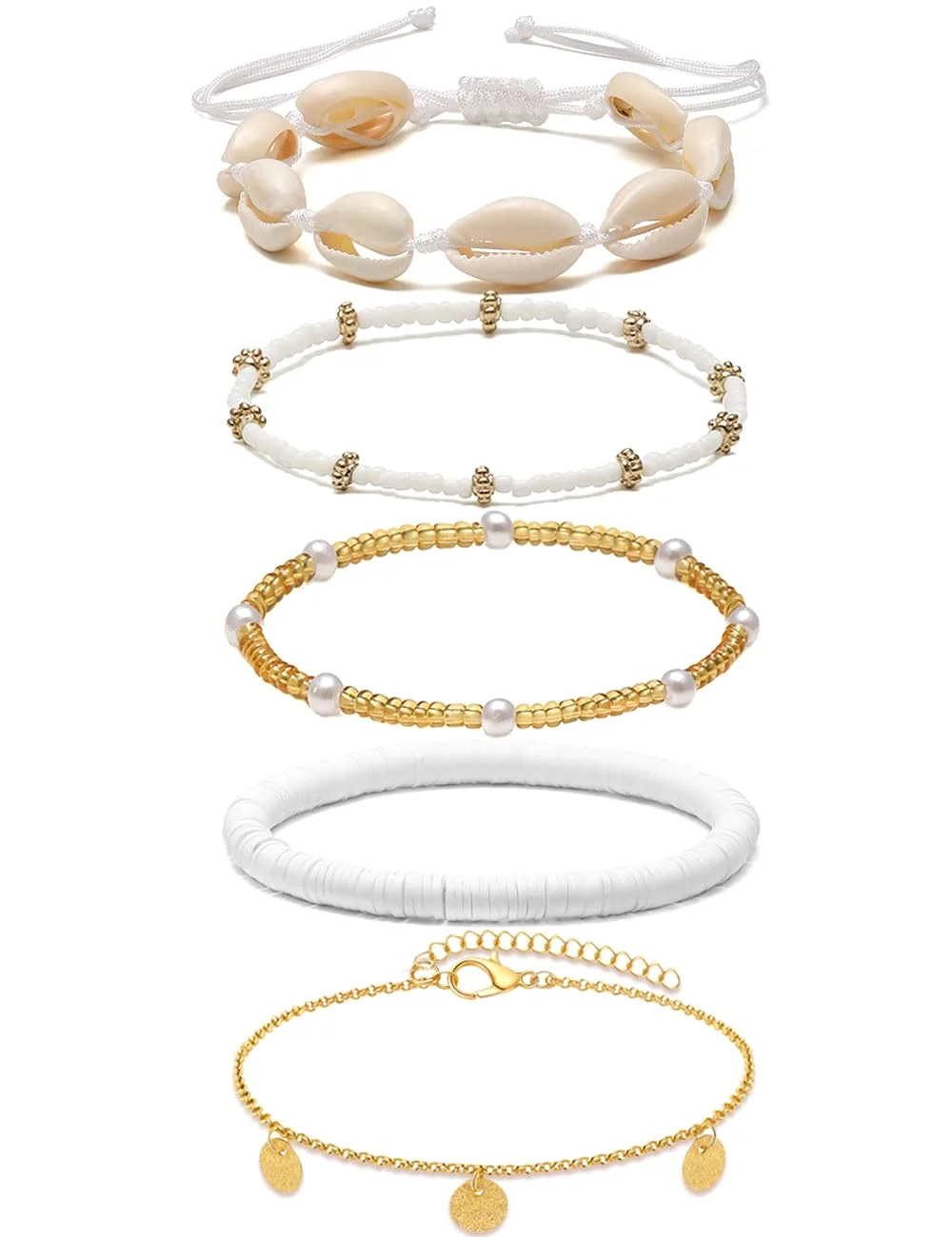 TORNITO Heart and Disc Shell Anklets, Disc