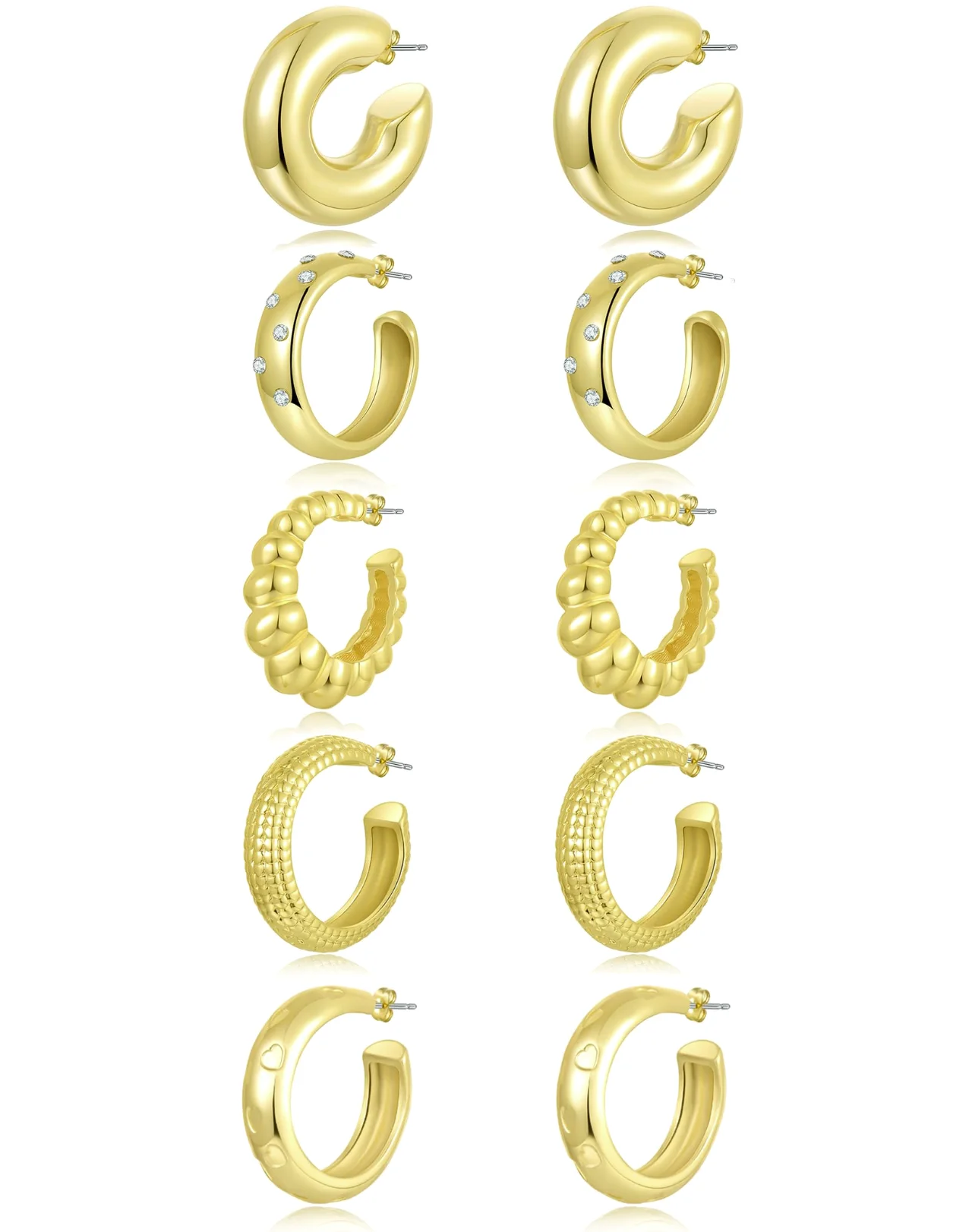 TORNITO Chunky Open Hoop Set, Gold