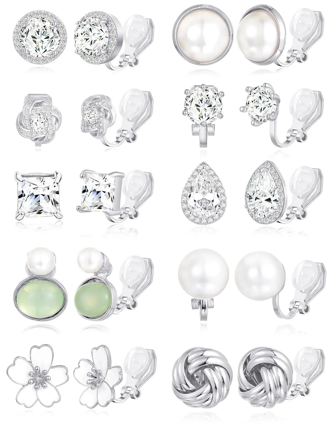 TORNITO Clip-On Stud Earring Collection, Silver