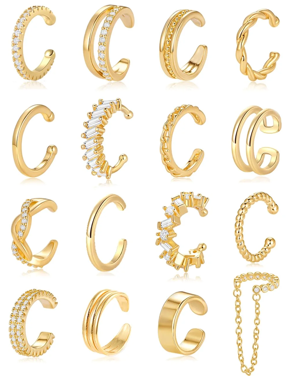 TORNITO CZ Ear Cuff Earrings, Gold