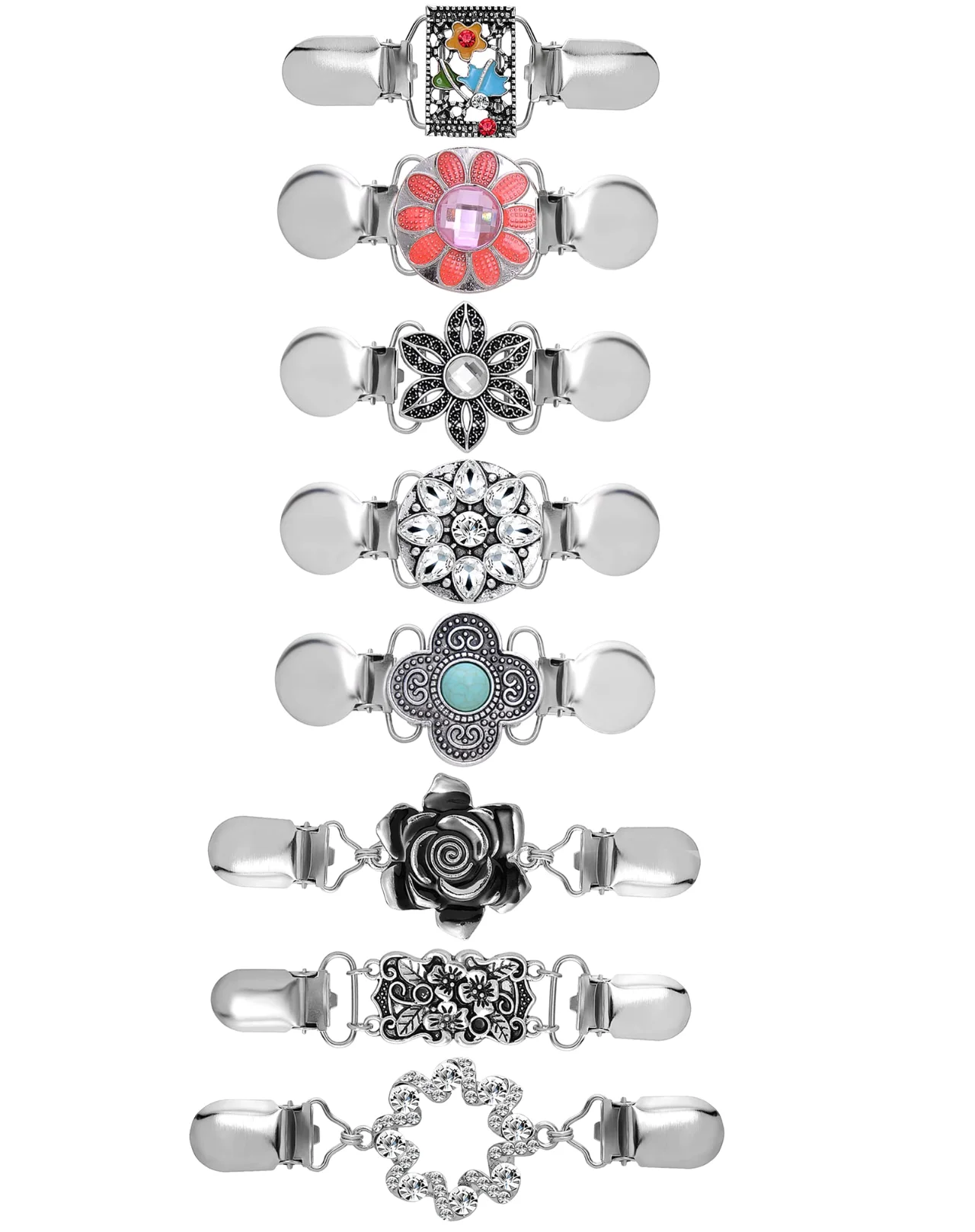 TORNITO Flower Sweater Clips, Red Flower