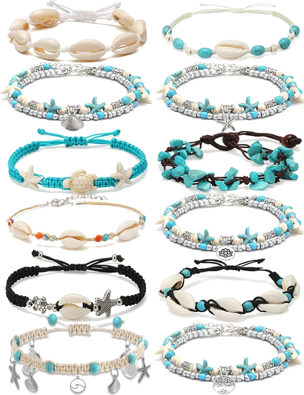 TORNITO Shell and Turtle Anklets, Shell
