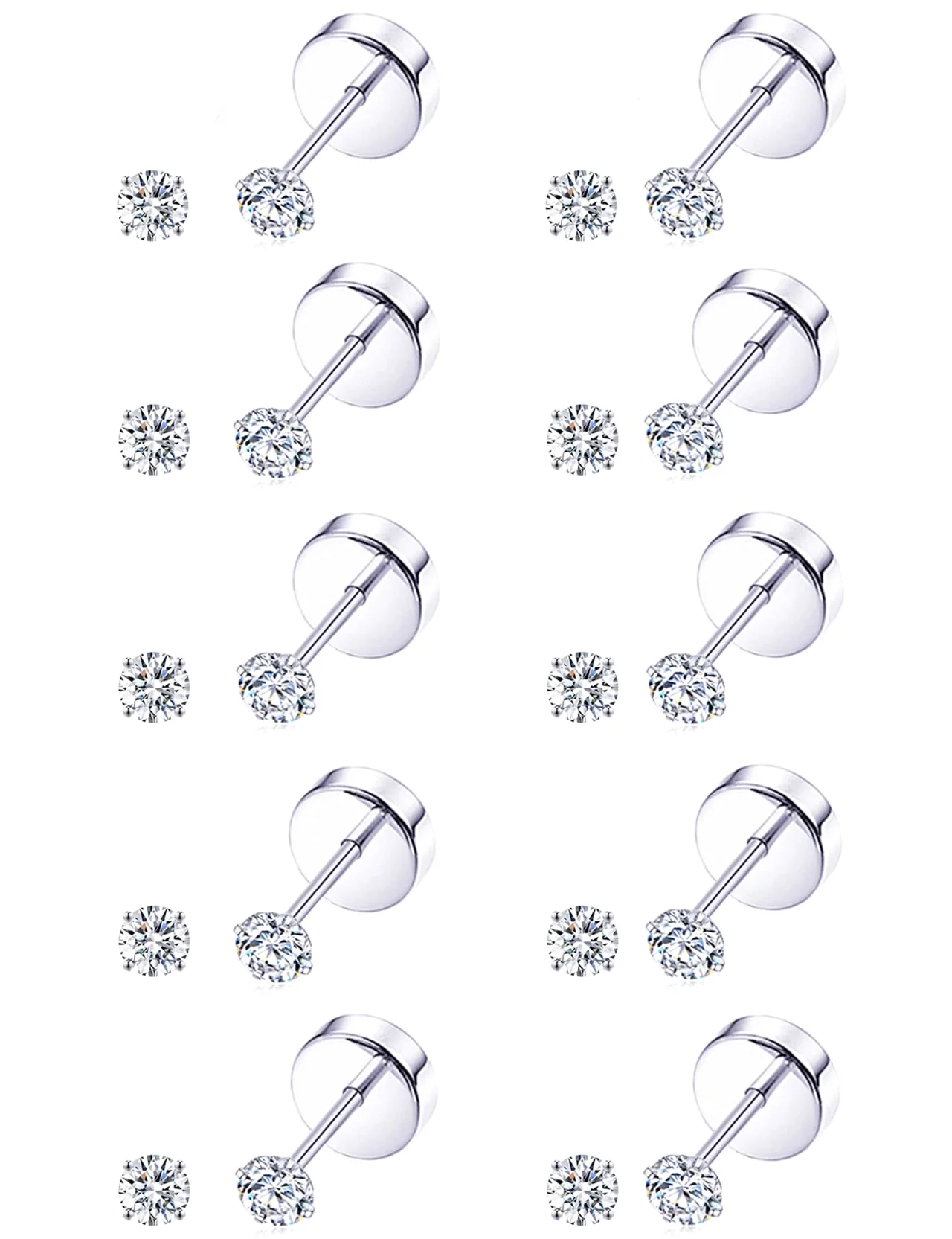 TORNITO Tiny Tragus Stud Set, CZ