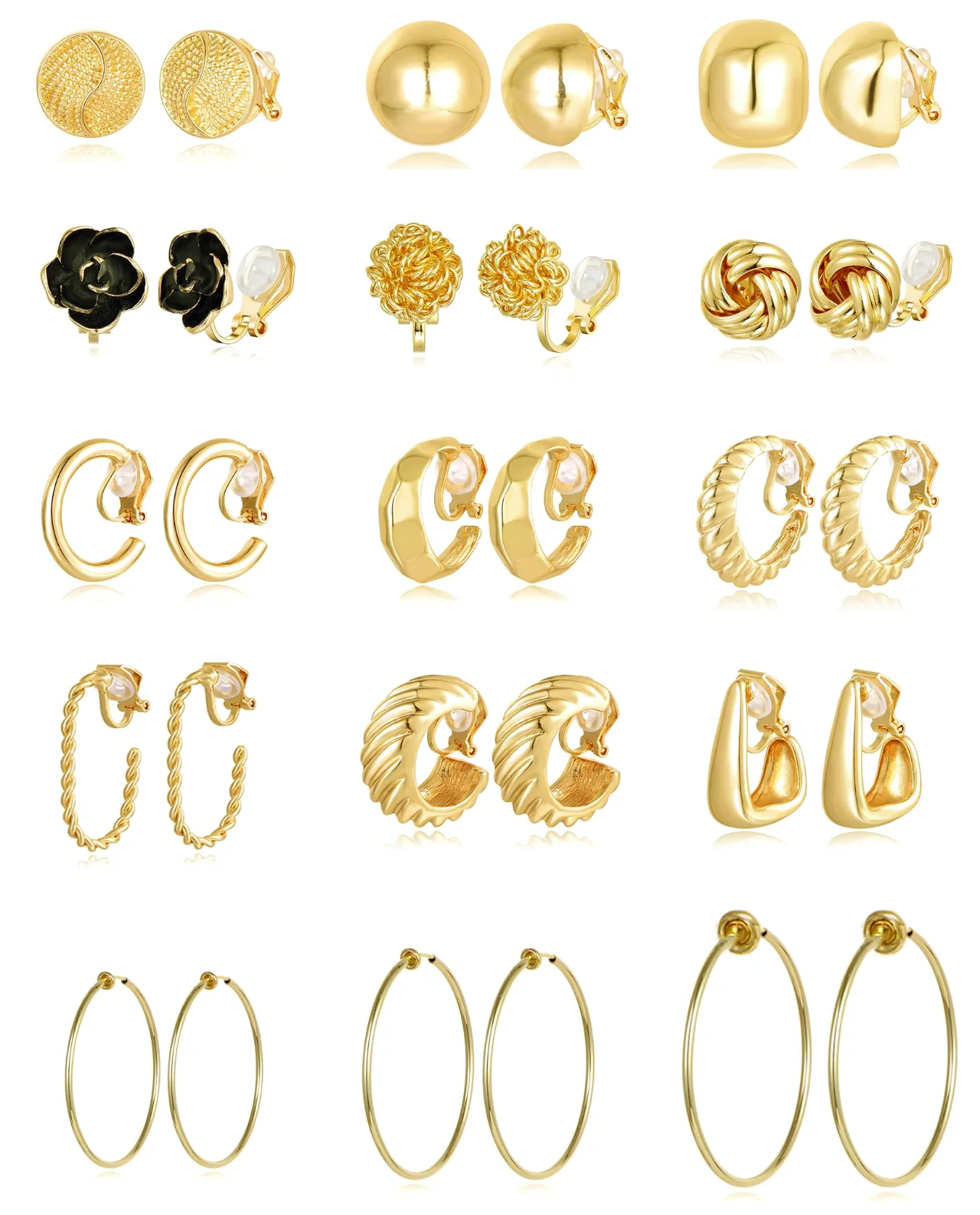 TORNITO Chunky Clip-On Earring Set, Gold