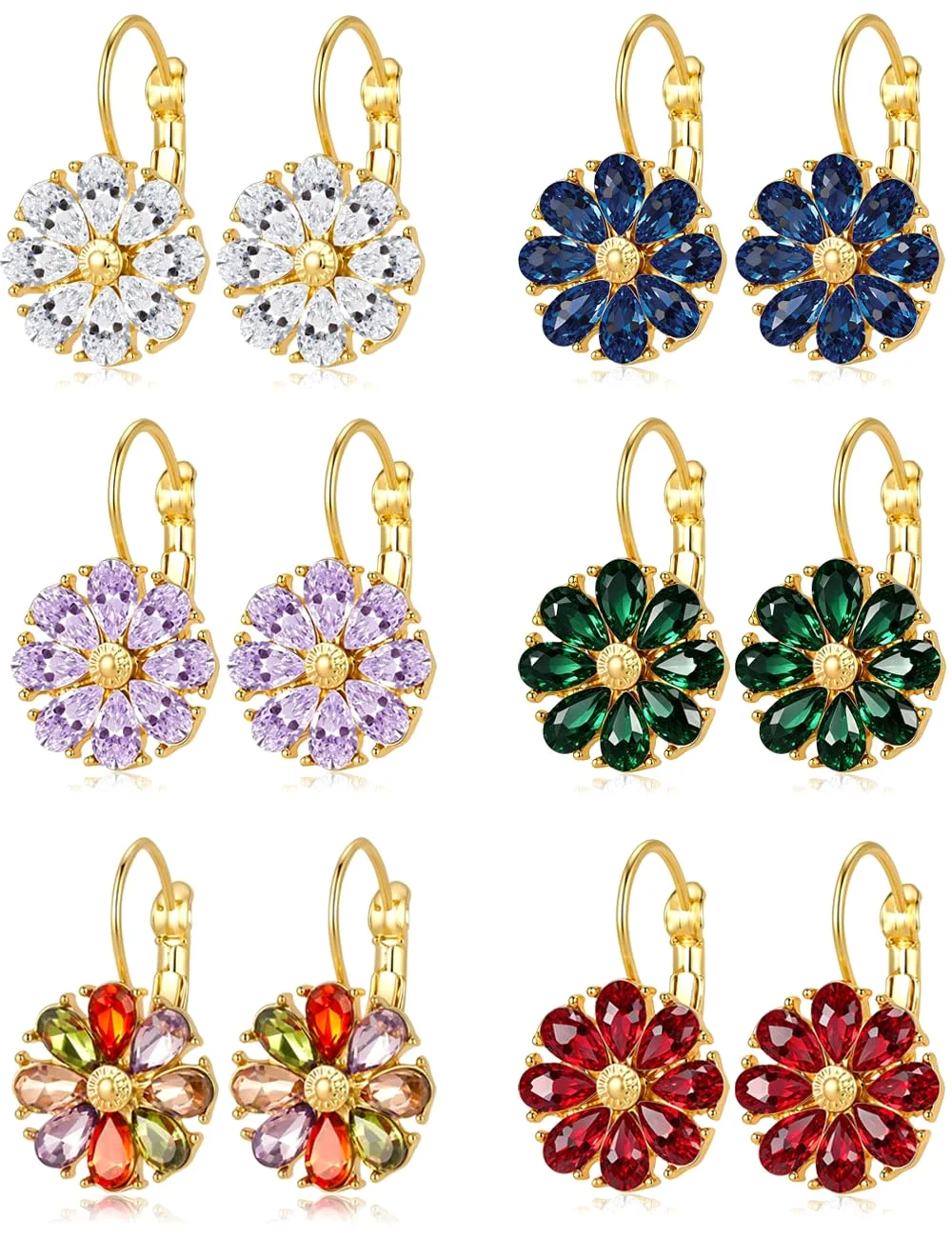 TORNITO Floral Birthstone Drop Earring Set