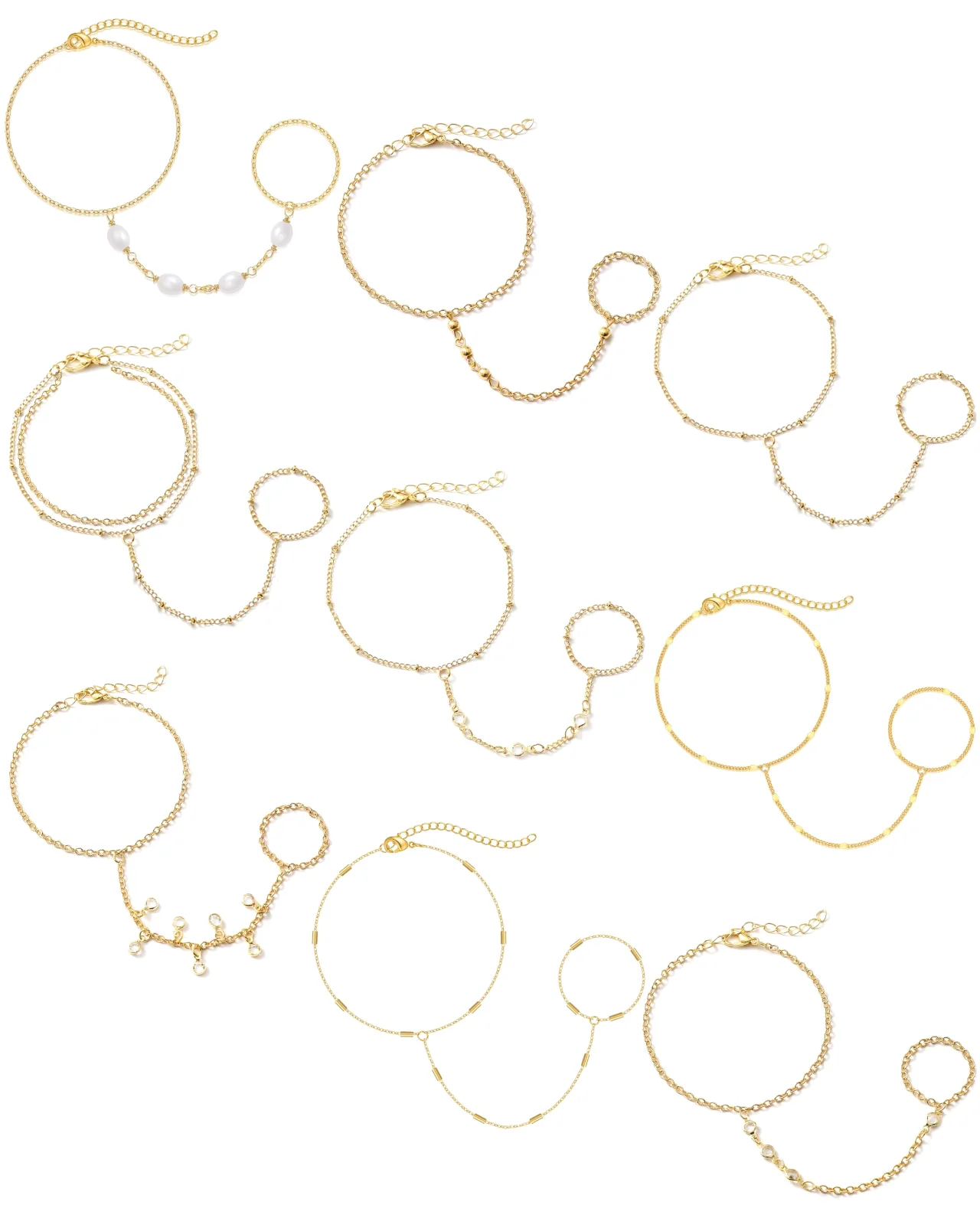 TORNITO Ring Bracelet Hand Chains, Gold