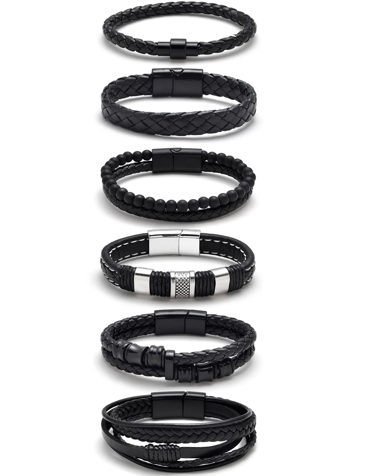 TORNITO Double Row Braided Leather Bracelets