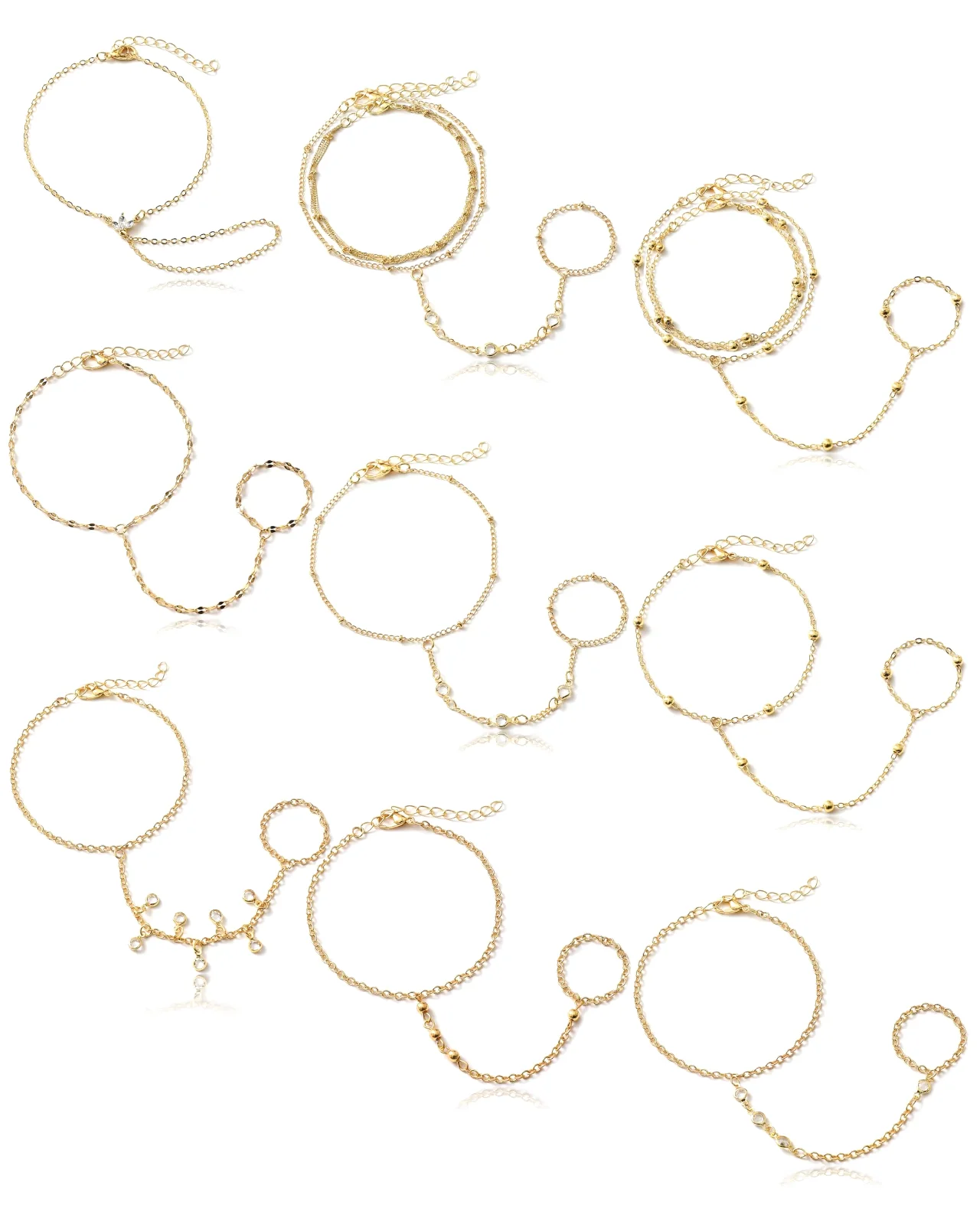 TORNITO CZ Hand Chain Bracelets, Gold