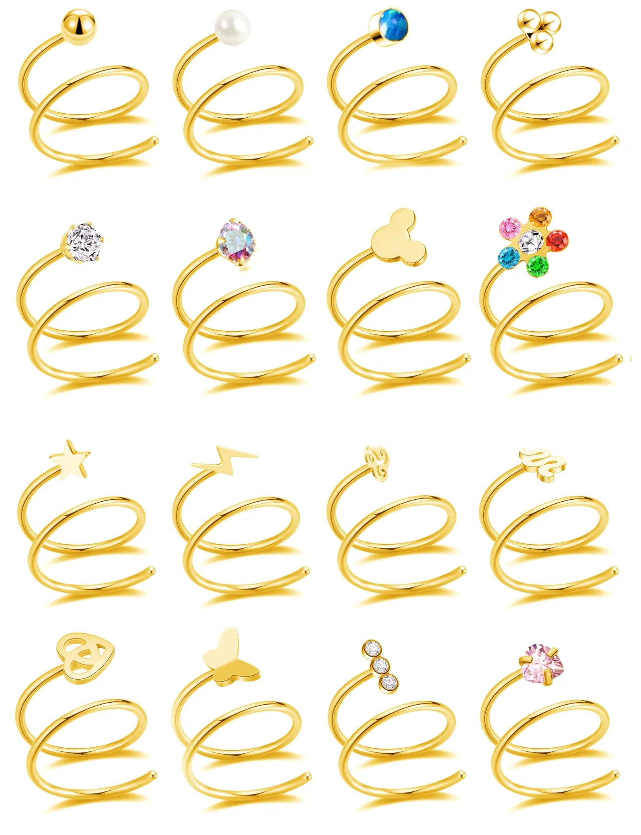 TORNITO Double Twist Nose Hoops, Gold