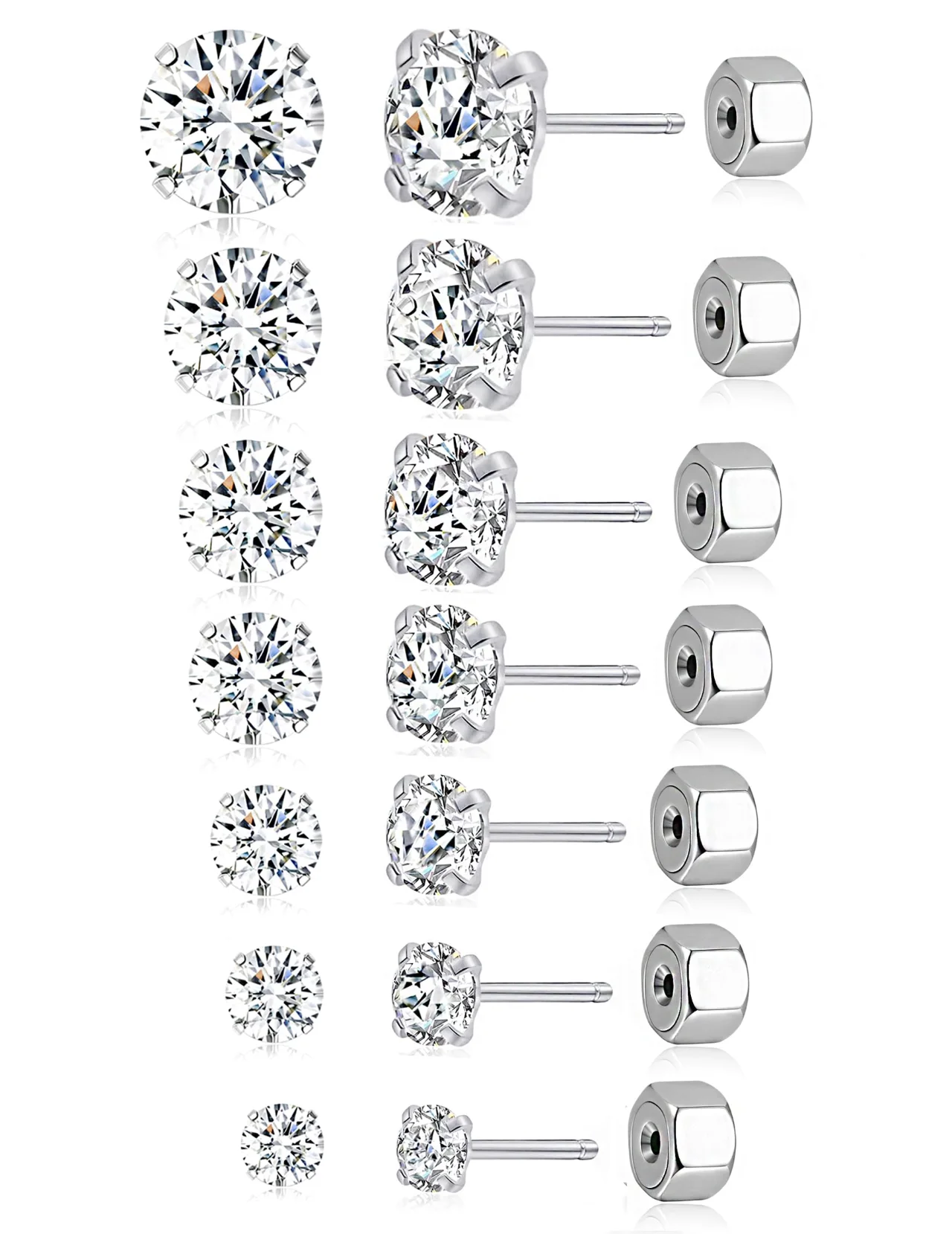 TORNITO Threadless Flat Back Stud Set, Hexagon Back