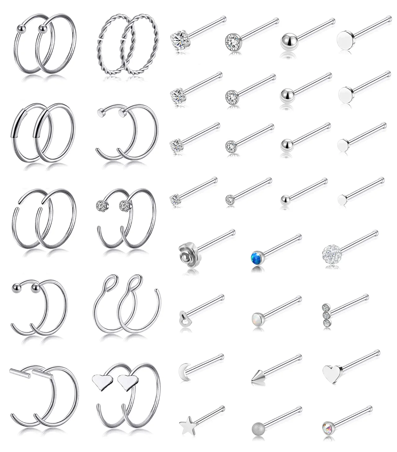 TORNITO Nose Hoops and Studs Pack