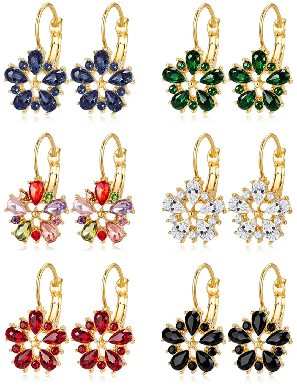 TORNITO Flower Birthstone Leverback Set