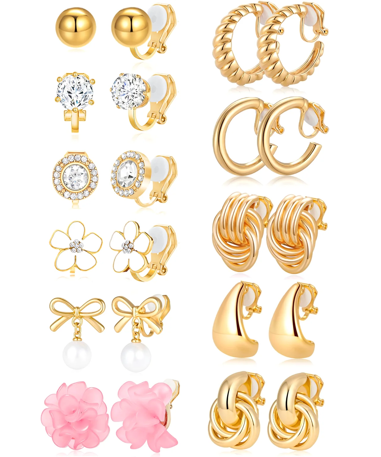 TORNITO Gold Clip-On Earring Set, Gold