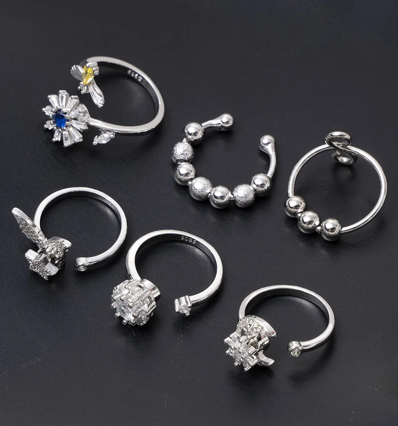 TORNITO Fidget Spinner Ring Set, Butterfly