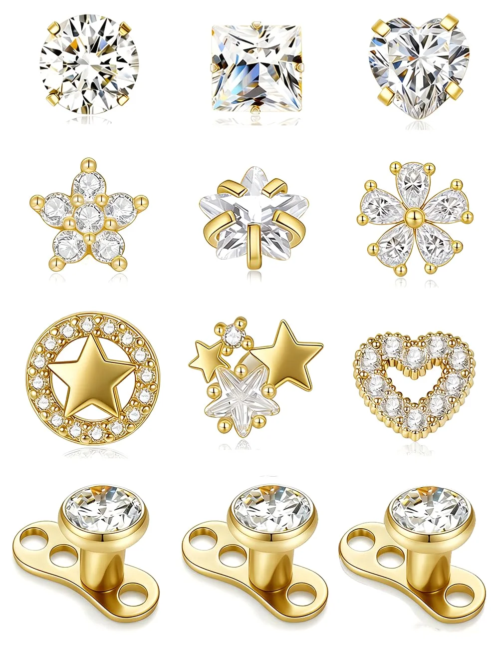 TORNITO Star and Heart Dermal Tops, Gold